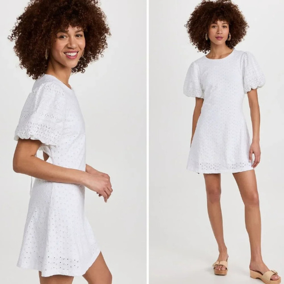 New! Free People Apricot Rose eyelet Mini Dress white cotton nwot 22284 - Picture 2 of 11